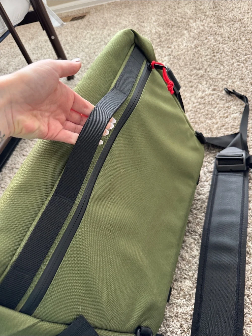 Topo Designs Olive Green Messenger/Computer Bag with Adjustable Strap